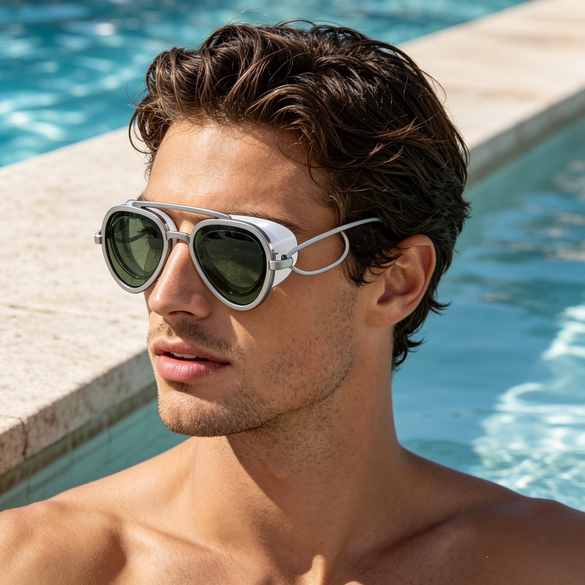 Aviator Style Swimming Goggles – Retro Sunglass Look, Premium Quality