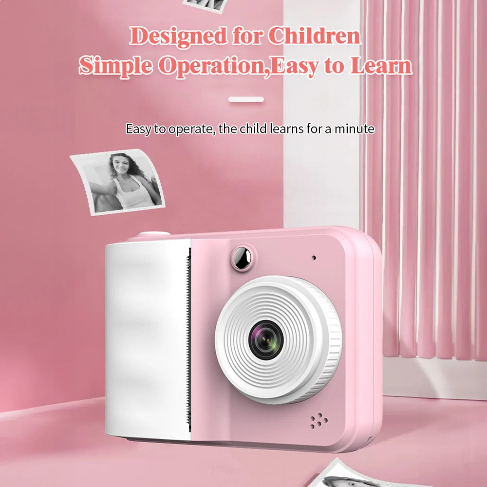 Kids Camera Instant Printing Photo1080P HD Dual Lens Selfie Digital Camera for Children Girls Boys Christmas Birthday Gifts Toys