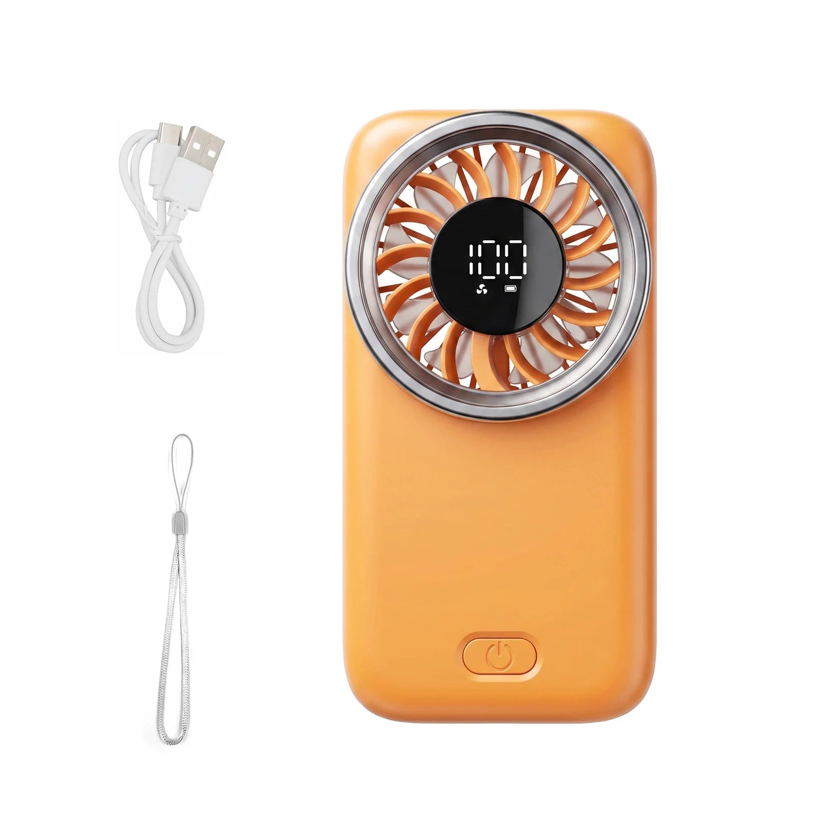 Ultra-Compact Handheld Fan 100-Level Wind Speed Adjustment Real-time Digital Display Type-C Charging High Volume Airflow Portable Mini Desk Fan for Home Office Travel