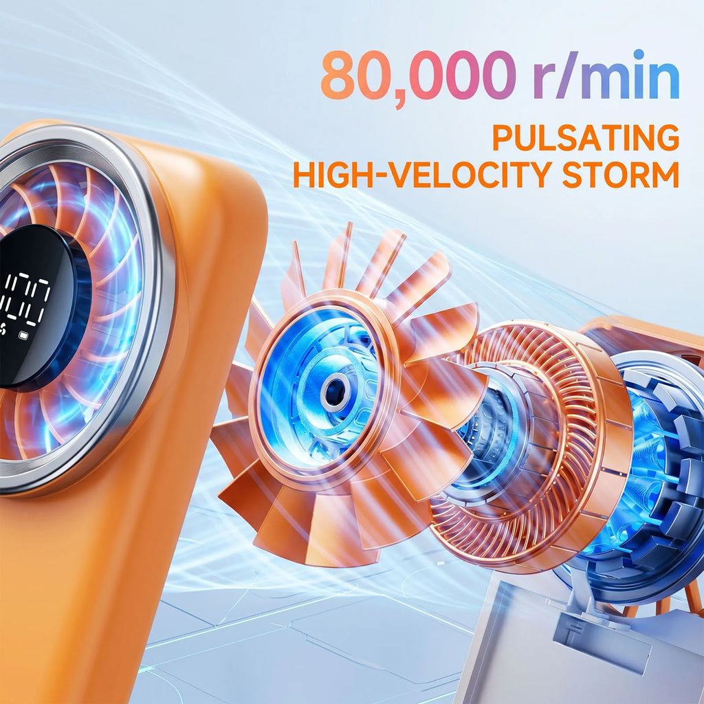Ultra-Compact Handheld Fan 100-Level Wind Speed Adjustment Real-time Digital Display Type-C Charging High Volume Airflow Portable Mini Desk Fan for Home Office Travel