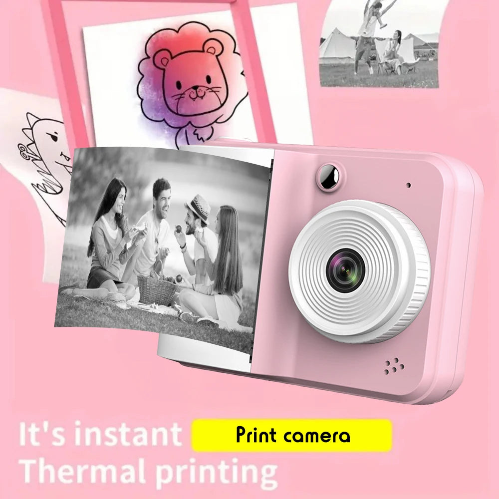 Kids Camera Instant Printing Photo1080P HD Dual Lens Selfie Digital Camera for Children Girls Boys Christmas Birthday Gifts Toys