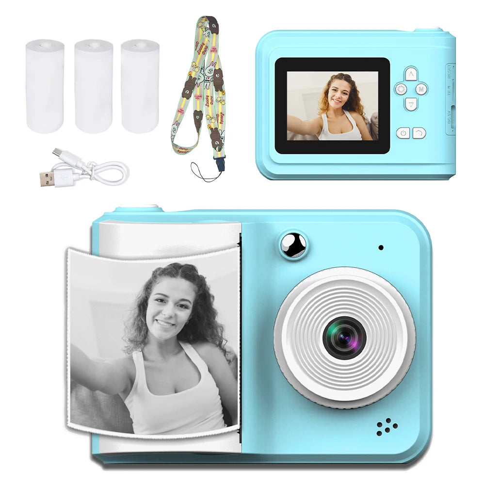 Kids Camera Instant Printing Photo1080P HD Dual Lens Selfie Digital Camera for Children Girls Boys Christmas Birthday Gifts Toys
