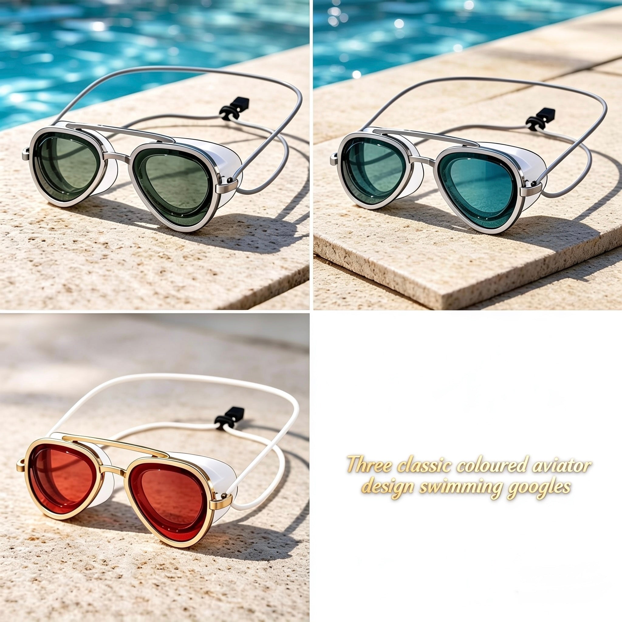 Aviator Style Swimming Goggles – Retro Sunglass Look, Premium Quality