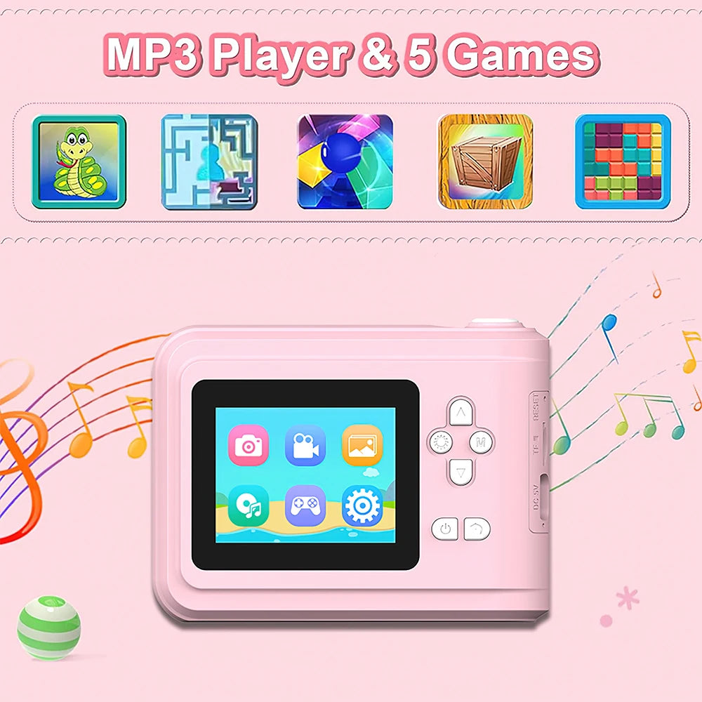 Kids Camera Instant Printing Photo1080P HD Dual Lens Selfie Digital Camera for Children Girls Boys Christmas Birthday Gifts Toys