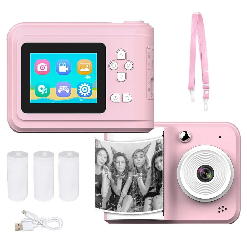 Kids Camera Instant Printing Photo1080P HD Dual Lens Selfie Digital Camera for Children Girls Boys Christmas Birthday Gifts Toys