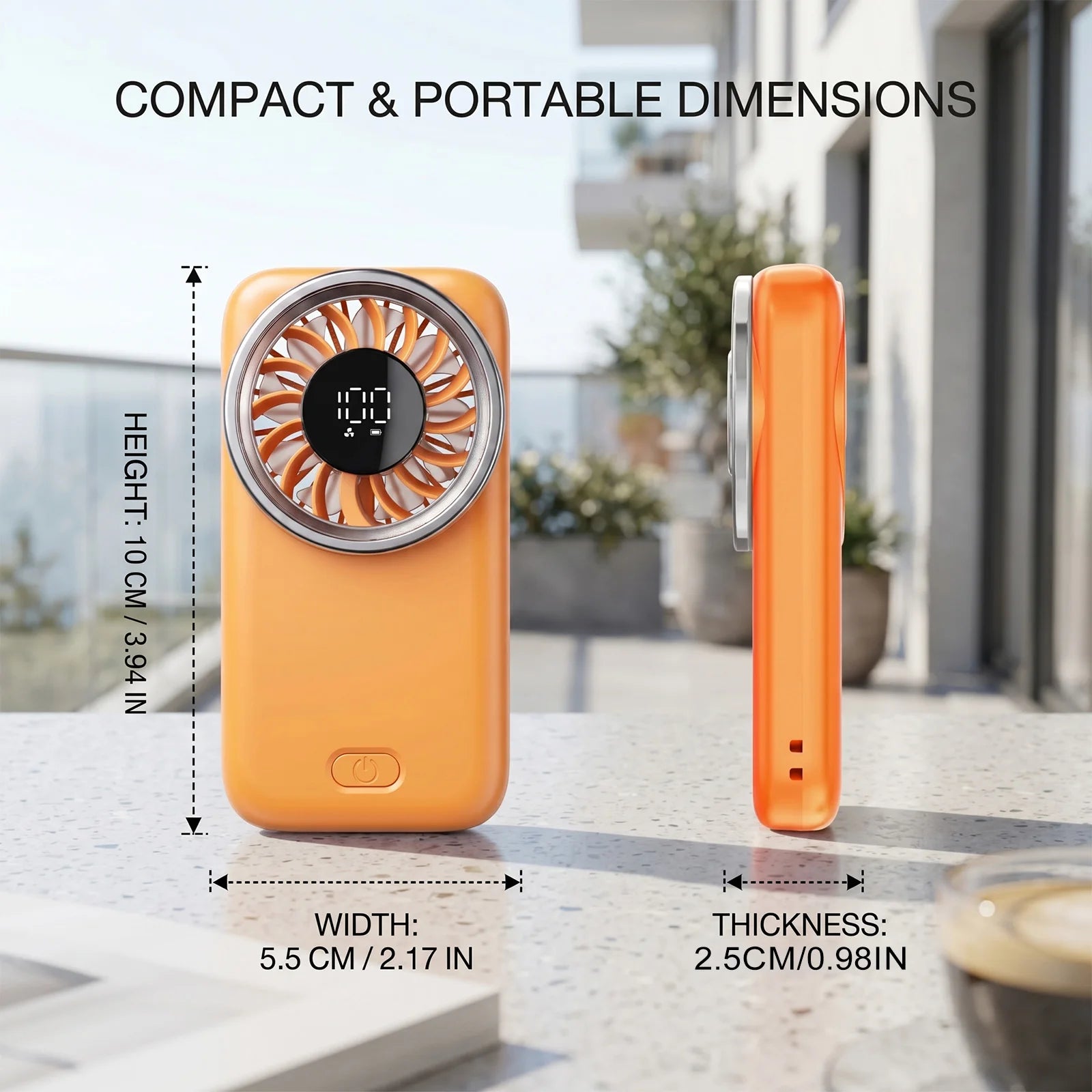 Ultra-Compact Handheld Fan 100-Level Wind Speed Adjustment Real-time Digital Display Type-C Charging High Volume Airflow Portable Mini Desk Fan for Home Office Travel