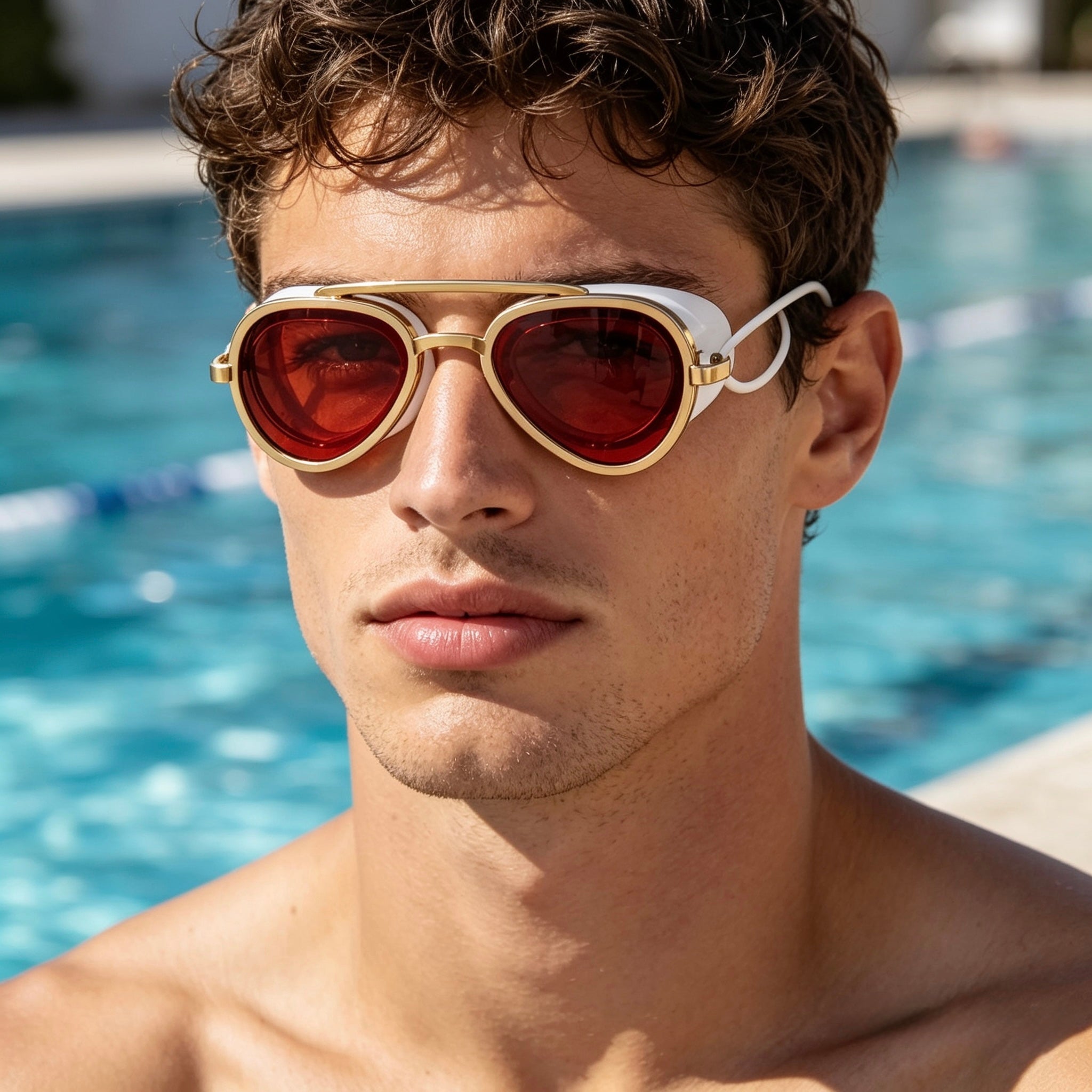 Aviator Style Swimming Goggles – Retro Sunglass Look, Premium Quality
