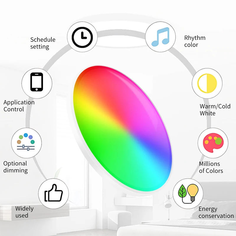 Tuya Smart WiFi Bluetooth LED Ceiling Light AC85-265V 24W RGB WW CW Round Ceiling Lamp Smart life APP Alexa Geogle Voice Control