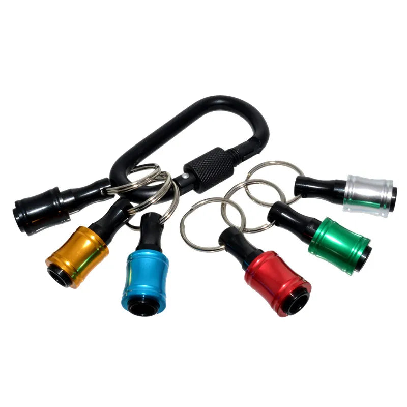 6pcs/Set 1/4" Hexagonal Shank Screwdriver Head Holder Extension Rod Key Chain Adapter Drill Bit Quick Replacement Portable Hand-