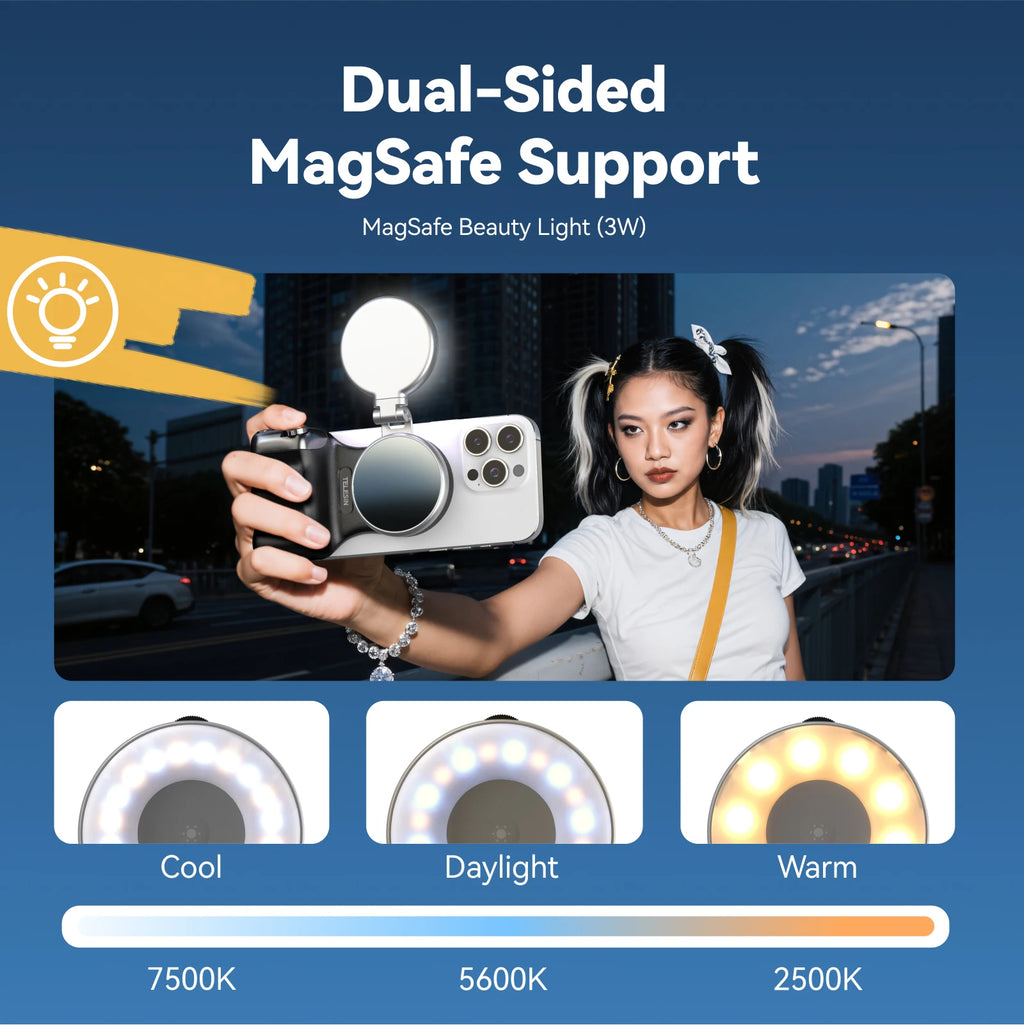 TELESIN Fun Shot Phone Camera Shoot Hand Grip Magnetic Phone Holder Shooting Aid Remote Control Handle for iPhone & Android