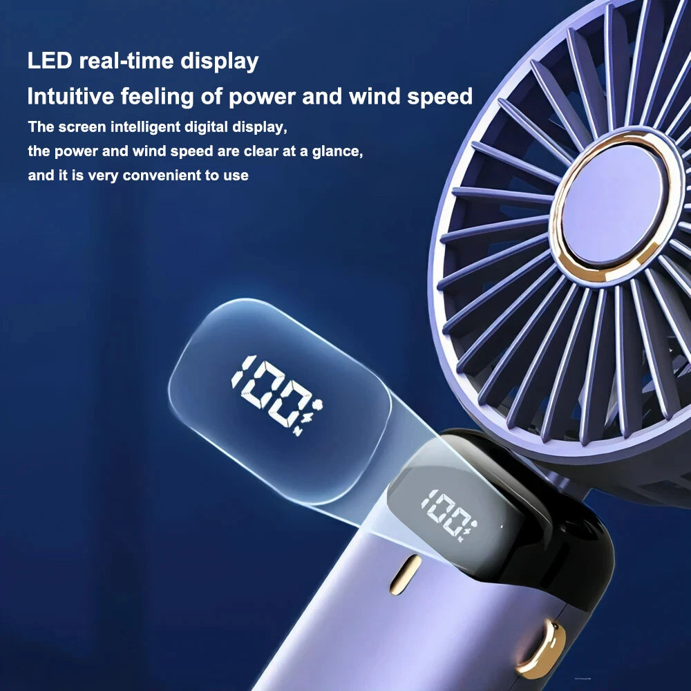 3-in-1 10000mAh Foldable USB Fan with Phone Holder - Portable Handheld & Desk Cooler w/ 360° Cooling