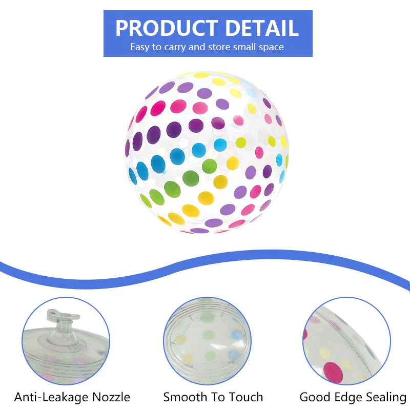 1pc 15.35Inch Colorful Striped Transparent Ball Inflatable Beach Ball, Suitable For Beach Pool Party Games