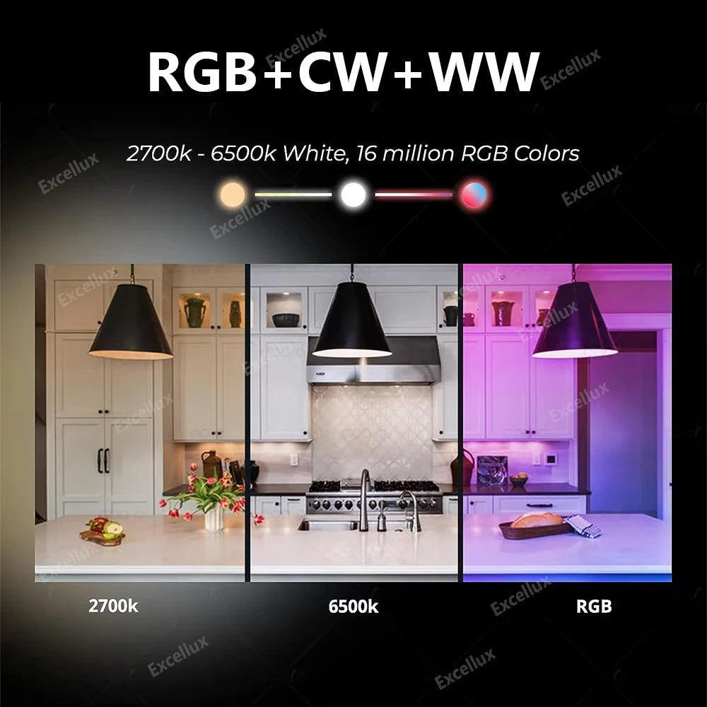Tuya WiFi Bluetooth Smart LED Light Bulbs 15W AC85-265V Dimmable Alexa Led Lamp E27 RGB CCT Smart Life Control Color Change Lamp