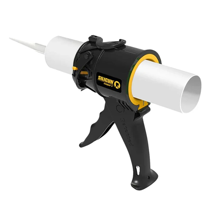German Siligun compact glass glue gun - a short, self-sealing, high-thrust, drip-proof caulking tool