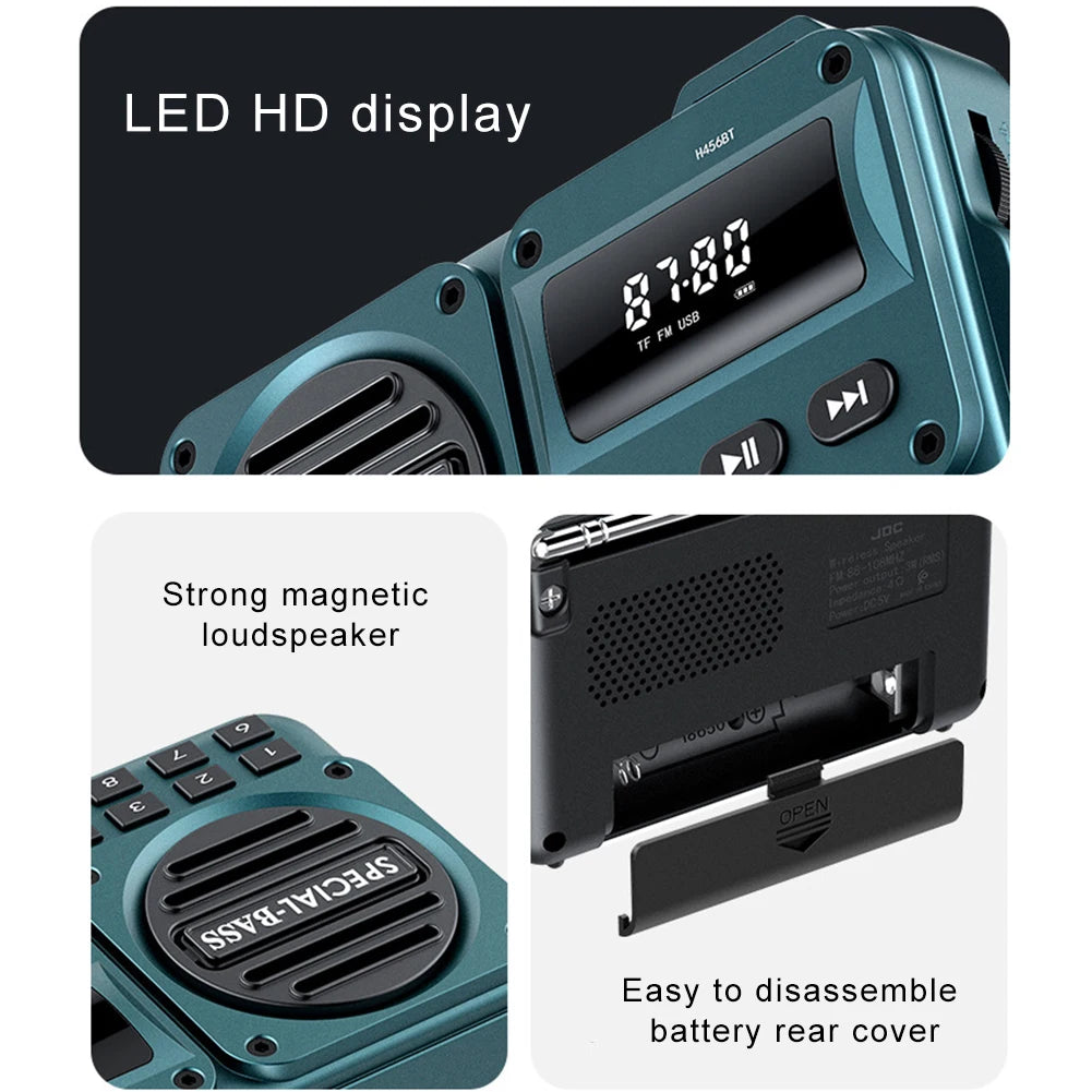 Portable Digital FM Radio with LED Display Digital Radio Recorder BT 5.4 Radio Speaker Gifts for Seniors Elderly