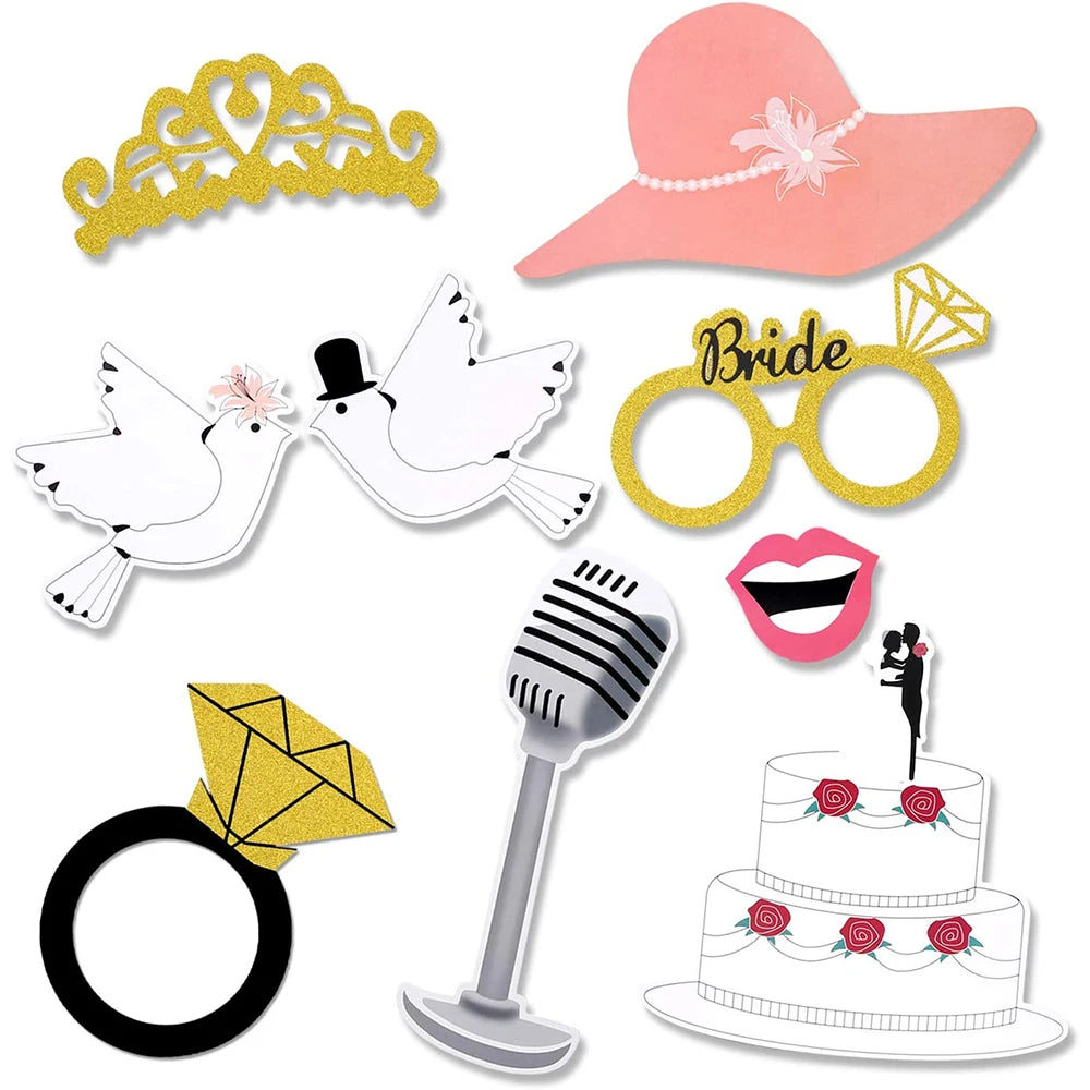 2Set (52pcs/Set) Photo Booth Props Birthday Wedding Hen Party Selfie Photography Favor Decor