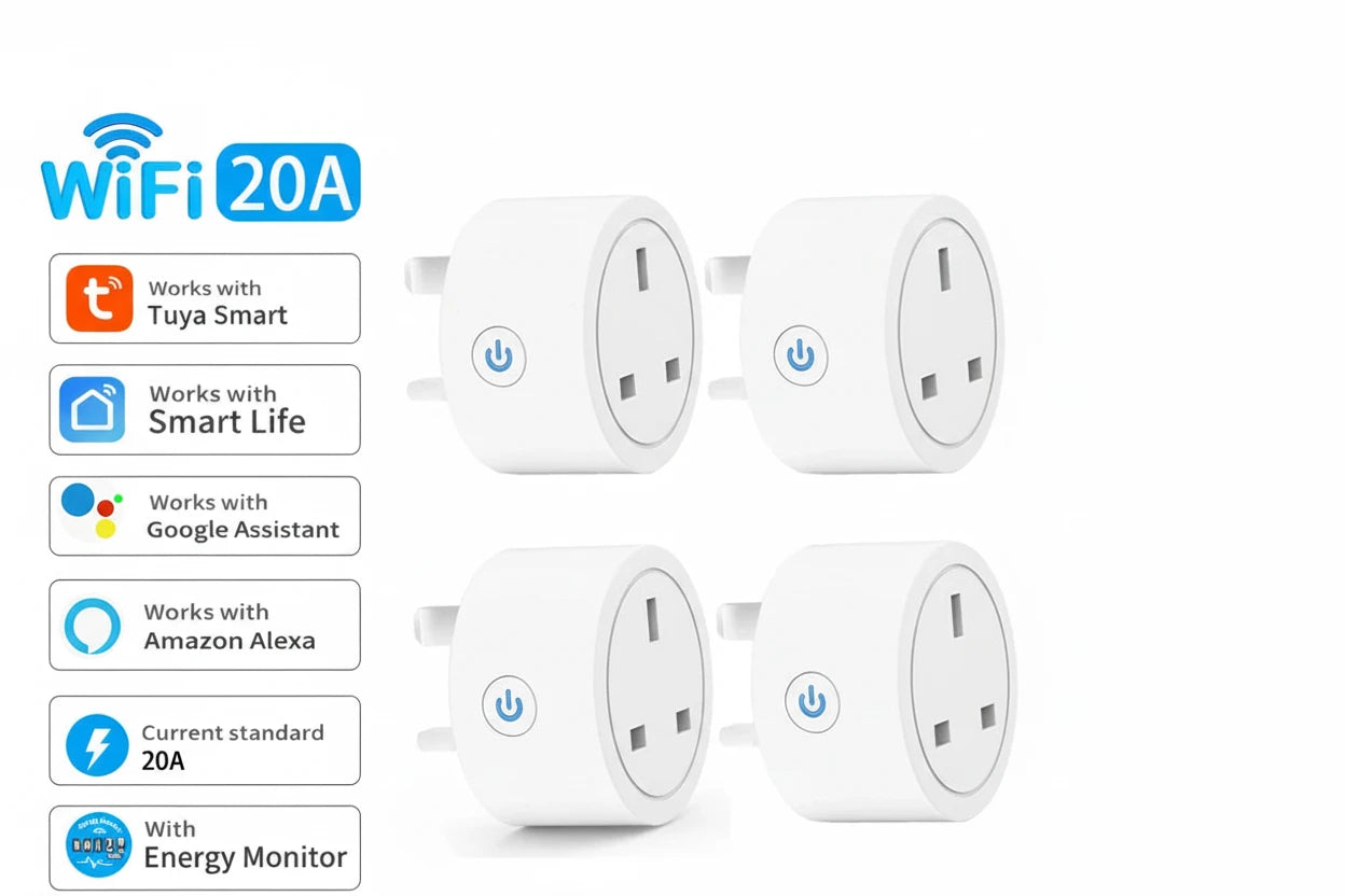 WiFi UK Smart Plug 3pin Works With  Tuya Smart App