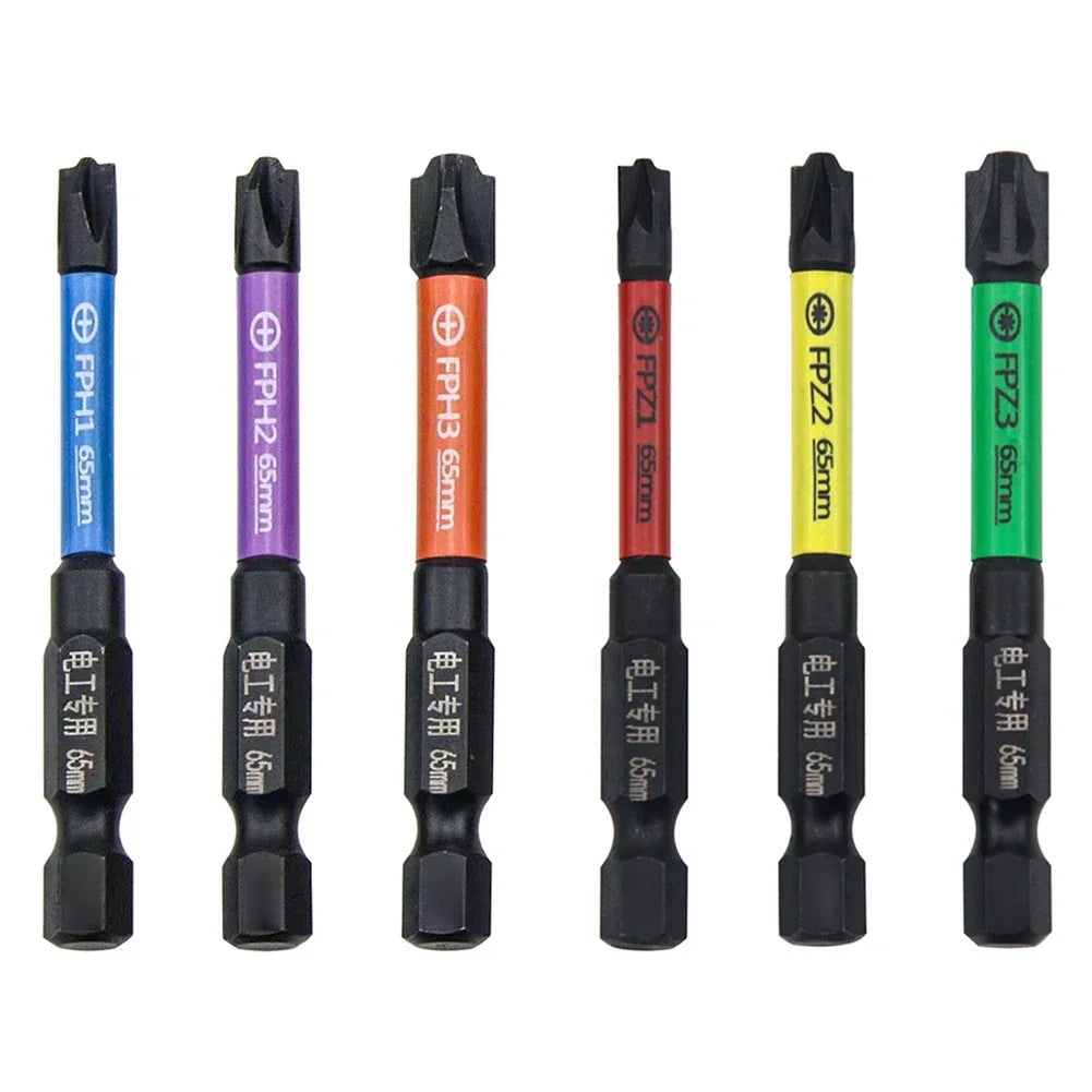 6pcs 65mm Magnetic Special Slotted Cross Screwdriver Bit For Electrician Circuit Breakers FPH FPZ Socket Switch Power Tool