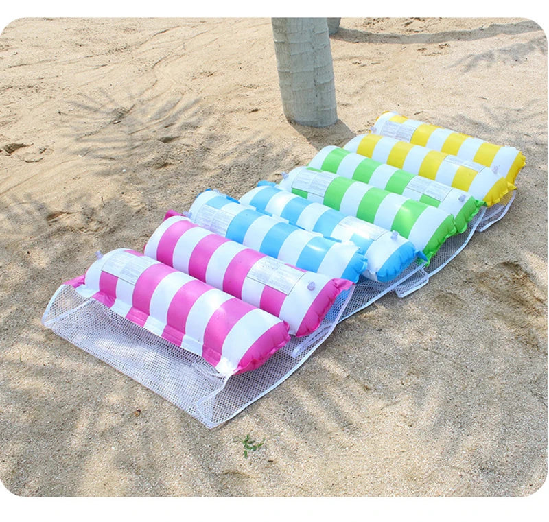 Inflatable Foldable Floating Row Swimming Pool Party Water Hammock Air Mattresses Pvc Stripe Water Floating Inflatable Mat