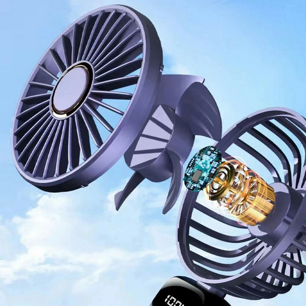 3-in-1 10000mAh Foldable USB Fan with Phone Holder - Portable Handheld & Desk Cooler w/ 360° Cooling