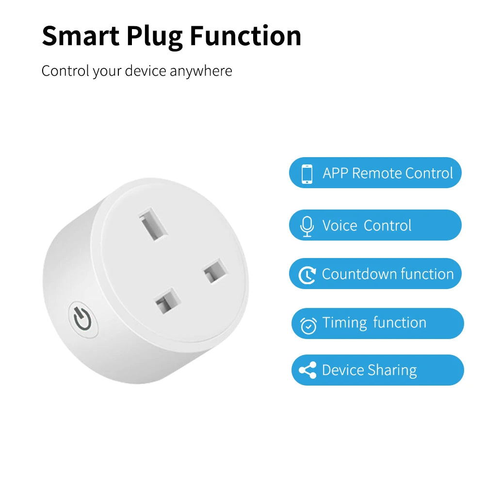 WiFi UK Smart Plug 3pin Works With  Tuya Smart App