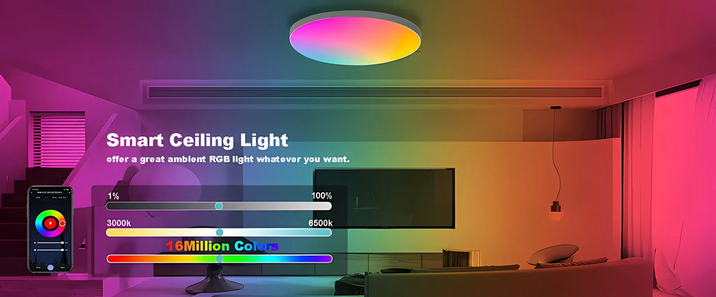 Tuya Smart WiFi Bluetooth LED Ceiling Light AC85-265V 24W RGB WW CW Round Ceiling Lamp Smart life APP Alexa Geogle Voice Control