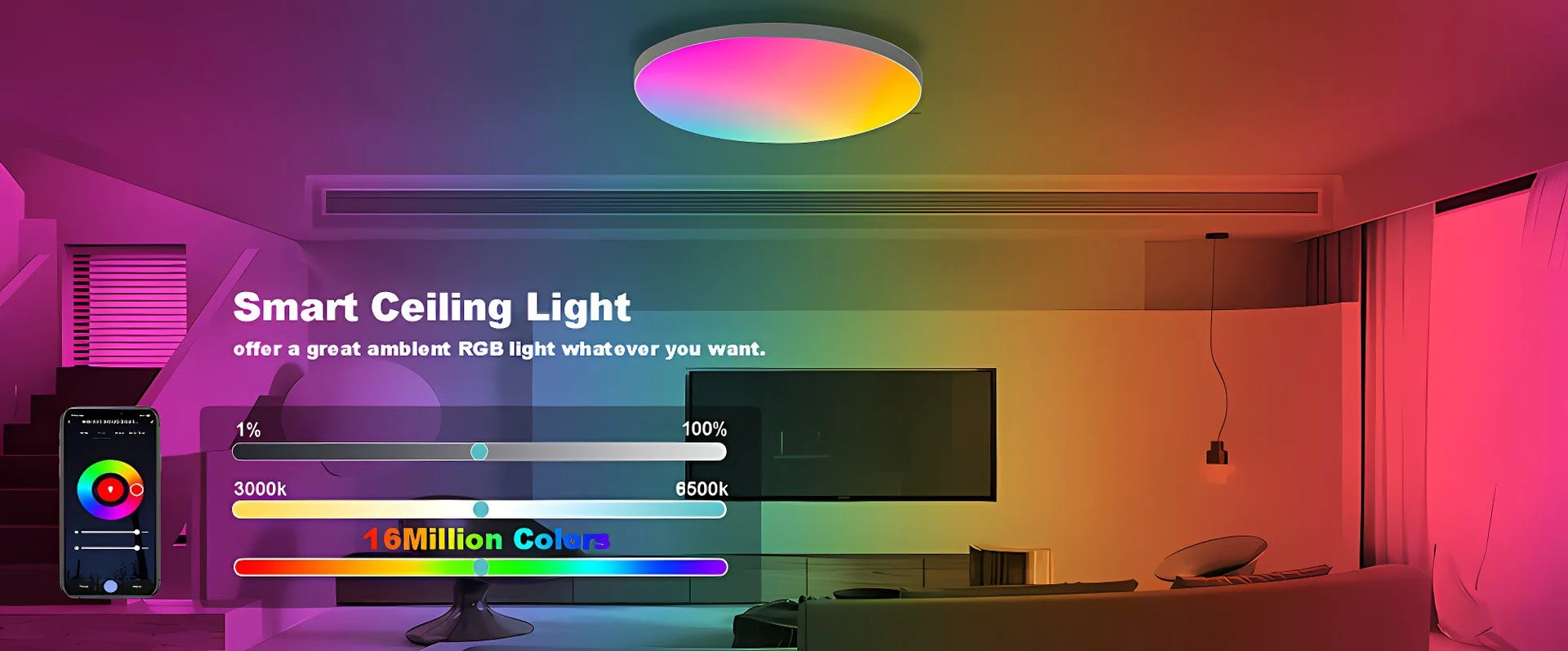 Tuya Smart WiFi Bluetooth LED Ceiling Light AC85-265V 24W RGB WW CW Round Ceiling Lamp Smart life APP Alexa Geogle Voice Control