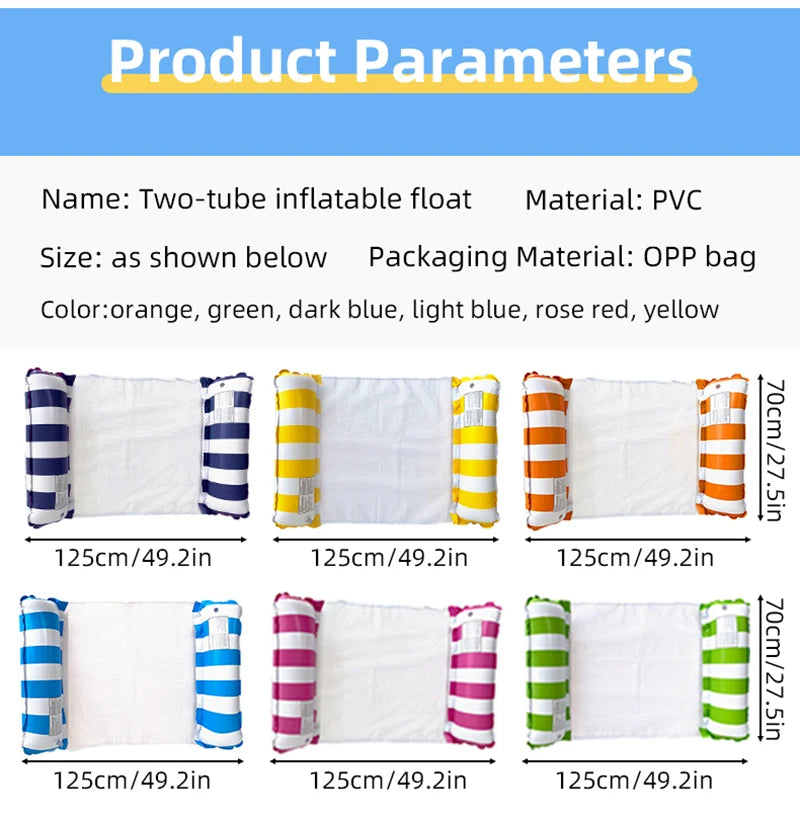 Inflatable Foldable Floating Row Swimming Pool Party Water Hammock Air Mattresses Pvc Stripe Water Floating Inflatable Mat