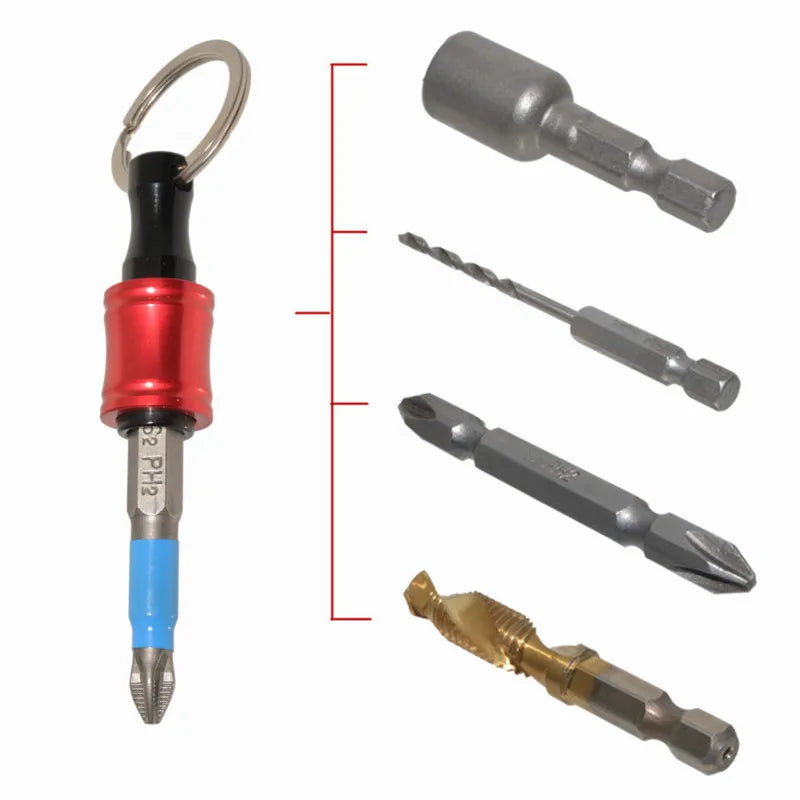 6pcs/Set 1/4" Hexagonal Shank Screwdriver Head Holder Extension Rod Key Chain Adapter Drill Bit Quick Replacement Portable Hand-