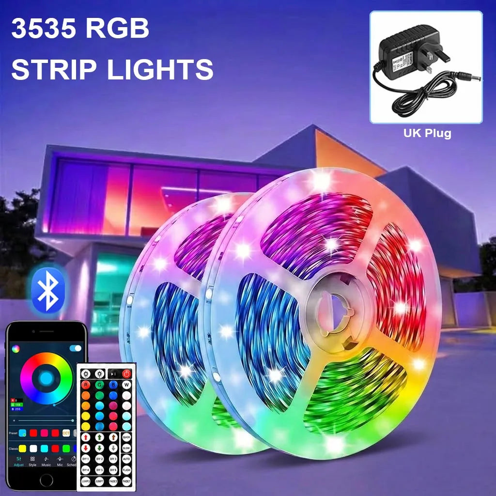 5M/10M/15M 3535 RGB Led Lights for Bedroom, Music Sync Color Changing RGB Led Strip Lights with Remote, Bluetooth App Control,  LED Rope Lights Strip, for Living Room TV Back light Room Home Balcony Roof Party Decor