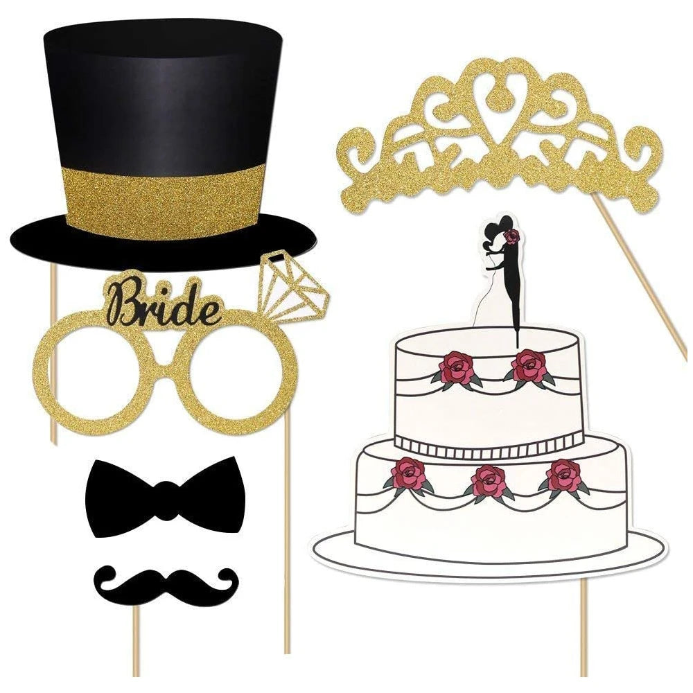 2Set (52pcs/Set) Photo Booth Props Birthday Wedding Hen Party Selfie Photography Favor Decor