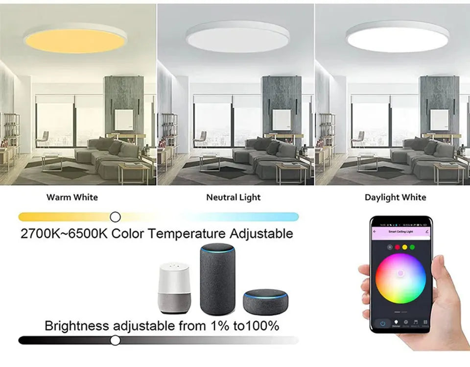 Tuya Smart WiFi Bluetooth LED Ceiling Light AC85-265V 24W RGB WW CW Round Ceiling Lamp Smart life APP Alexa Geogle Voice Control