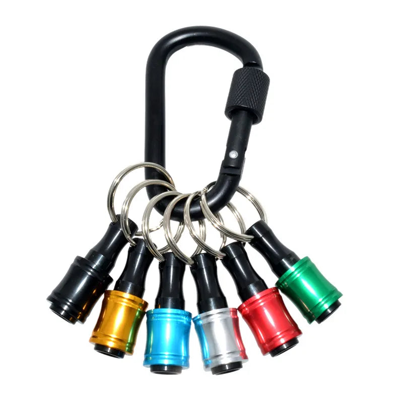 6pcs/Set 1/4" Hexagonal Shank Screwdriver Head Holder Extension Rod Key Chain Adapter Drill Bit Quick Replacement Portable Hand-