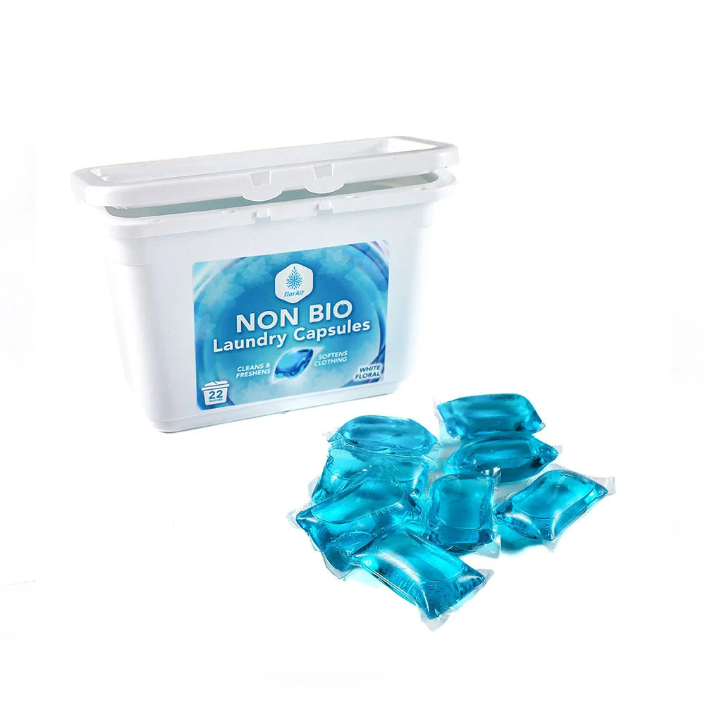 Non-Bio Laundry Capsules White Floral 264 Pack, 22Wash × 12Boxes, Gentle Washing Pods for Fresh and Clean Clothes