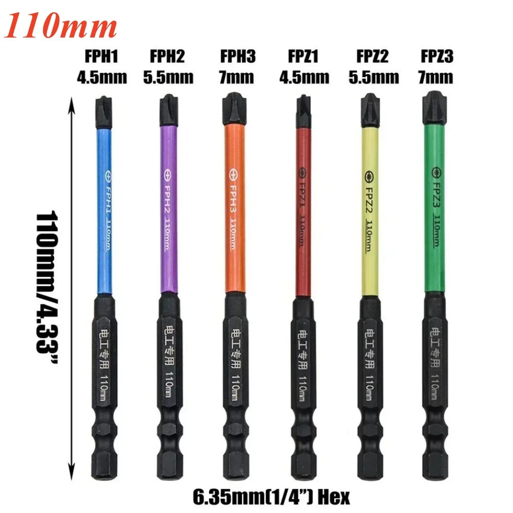 6Pcs Phillips Screwdriver Bit Magnetic Special Driver Switch Electrician Repair Tool FPH2 FPH3 FPZ2 FPZ3 PH1 PH2 PH3 PZ1 PZ3