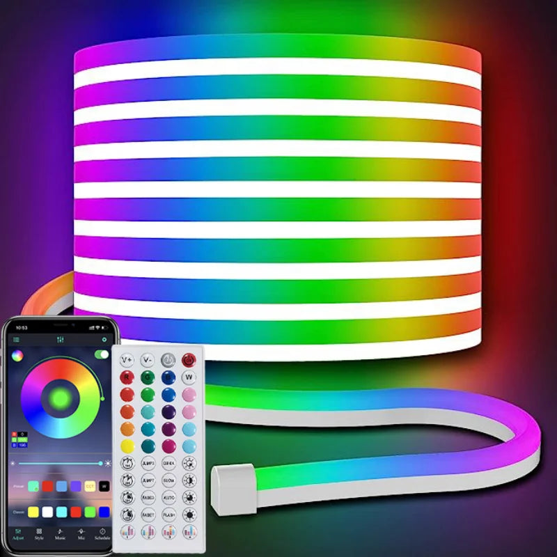 5m Neon LED Strip DIY RGB Rope Light APP Remote Silicone Neon Tape Light Decor
