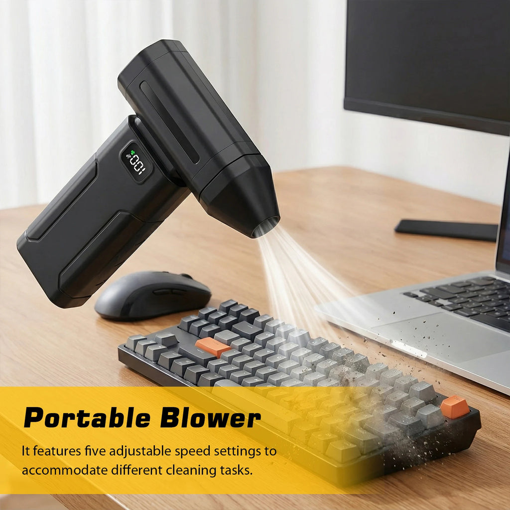 Mini Turbo Fan 5-Speed Handheld Screen Display Rechargeable Portable Dust Blower Electric Dryer for Home Computer Car
