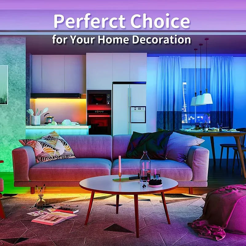 5M/10M/15M 3535 RGB Led Lights for Bedroom, Music Sync Color Changing RGB Led Strip Lights with Remote, Bluetooth App Control,  LED Rope Lights Strip, for Living Room TV Back light Room Home Balcony Roof Party Decor