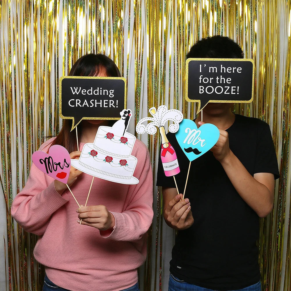 2Set (52pcs/Set) Photo Booth Props Birthday Wedding Hen Party Selfie Photography Favor Decor
