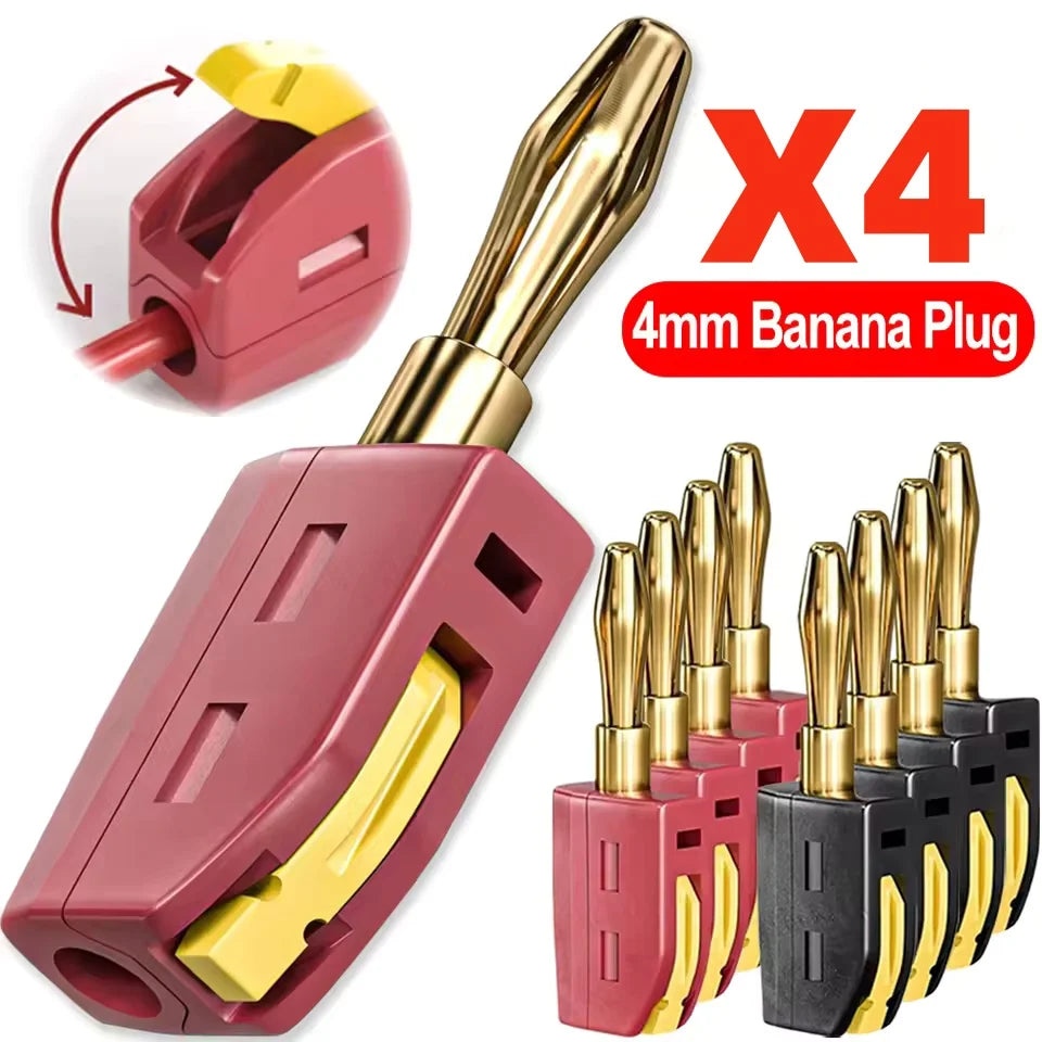 Portable 32A 4mm Banana Plug Solderless Quick Connect High Current Gold-Plated Banana Connectors Audio Copper Speakers Amplifier