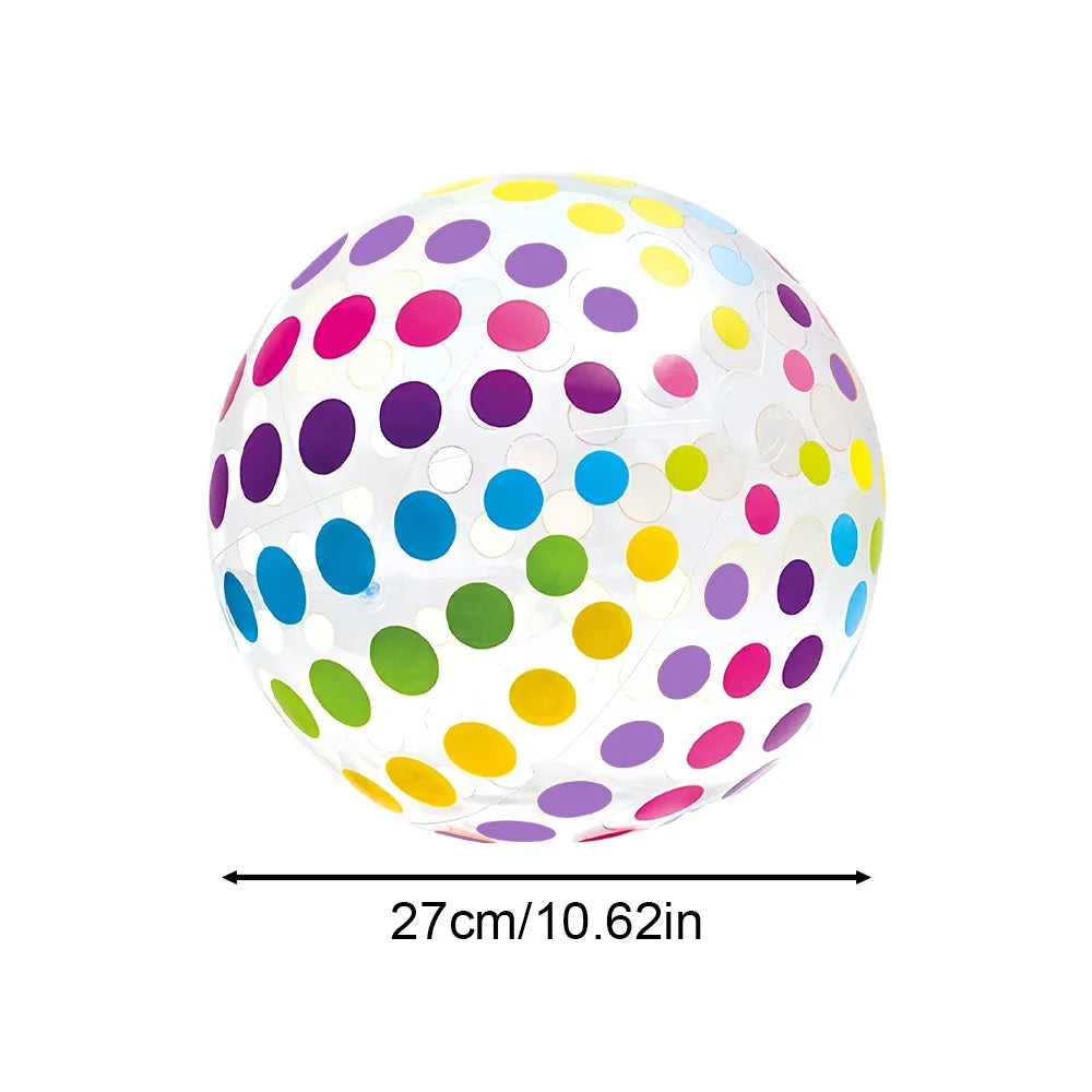 1pc 15.35Inch Colorful Striped Transparent Ball Inflatable Beach Ball, Suitable For Beach Pool Party Games