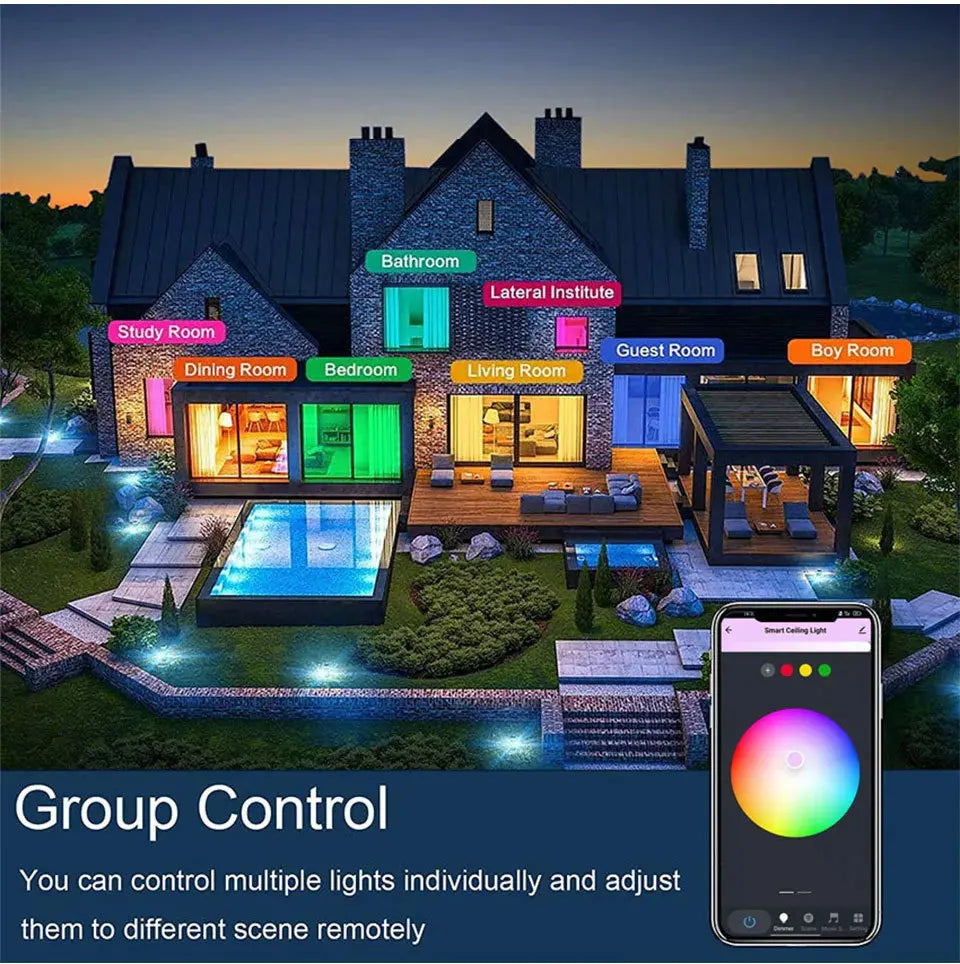 Tuya Smart WiFi Bluetooth LED Ceiling Light AC85-265V 24W RGB WW CW Round Ceiling Lamp Smart life APP Alexa Geogle Voice Control