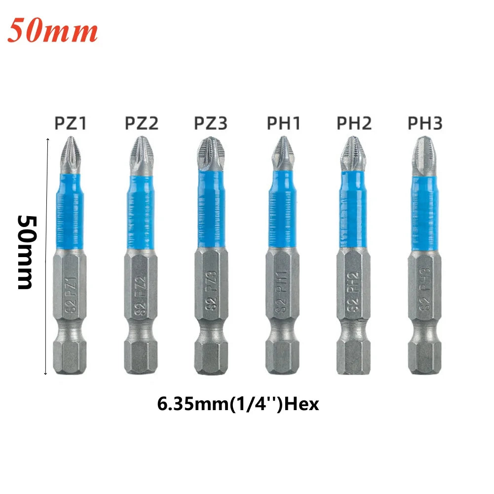 6Pcs Phillips Screwdriver Bit Magnetic Special Driver Switch Electrician Repair Tool FPH2 FPH3 FPZ2 FPZ3 PH1 PH2 PH3 PZ1 PZ3