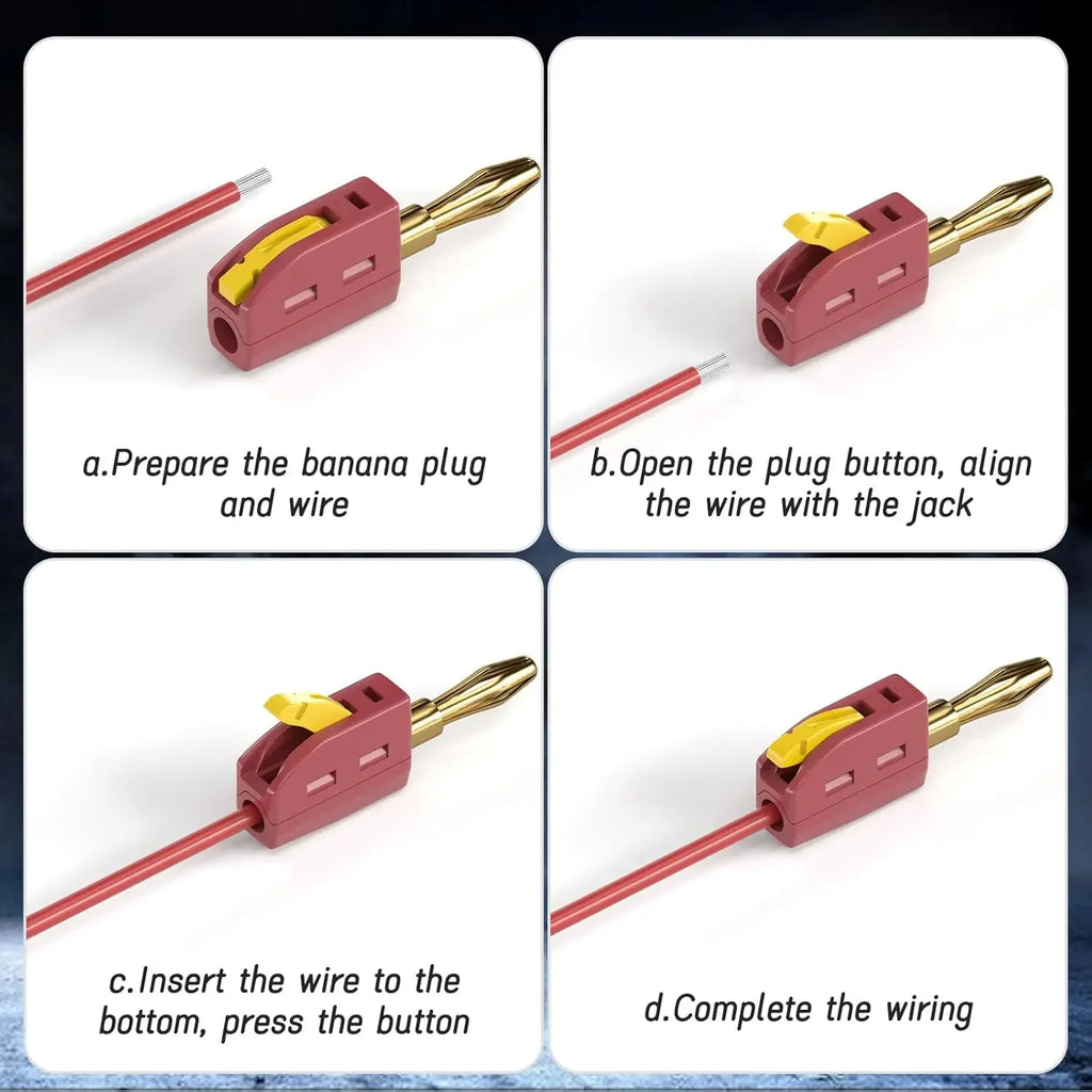 Portable 32A 4mm Banana Plug Solderless Quick Connect High Current Gold-Plated Banana Connectors Audio Copper Speakers Amplifier