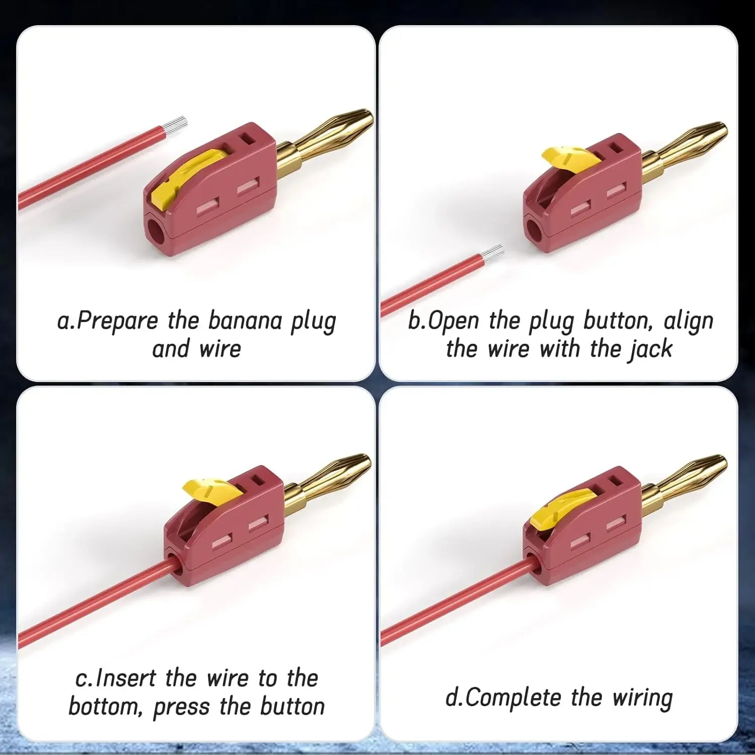 Portable 32A 4mm Banana Plug Solderless Quick Connect High Current Gold-Plated Banana Connectors Audio Copper Speakers Amplifier
