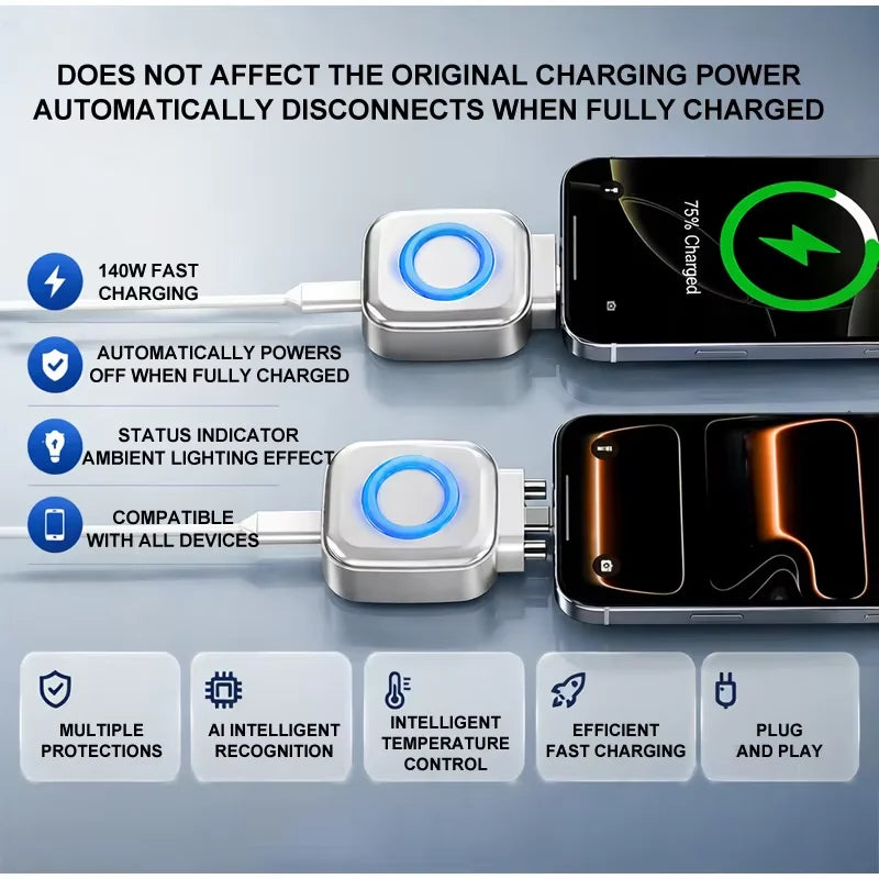 KEBIDUMEI 140W Fast Charging Data Cable Automatic Power-Off Anti-Overcharge Protection for Safe Charging Full-Capacity Separator