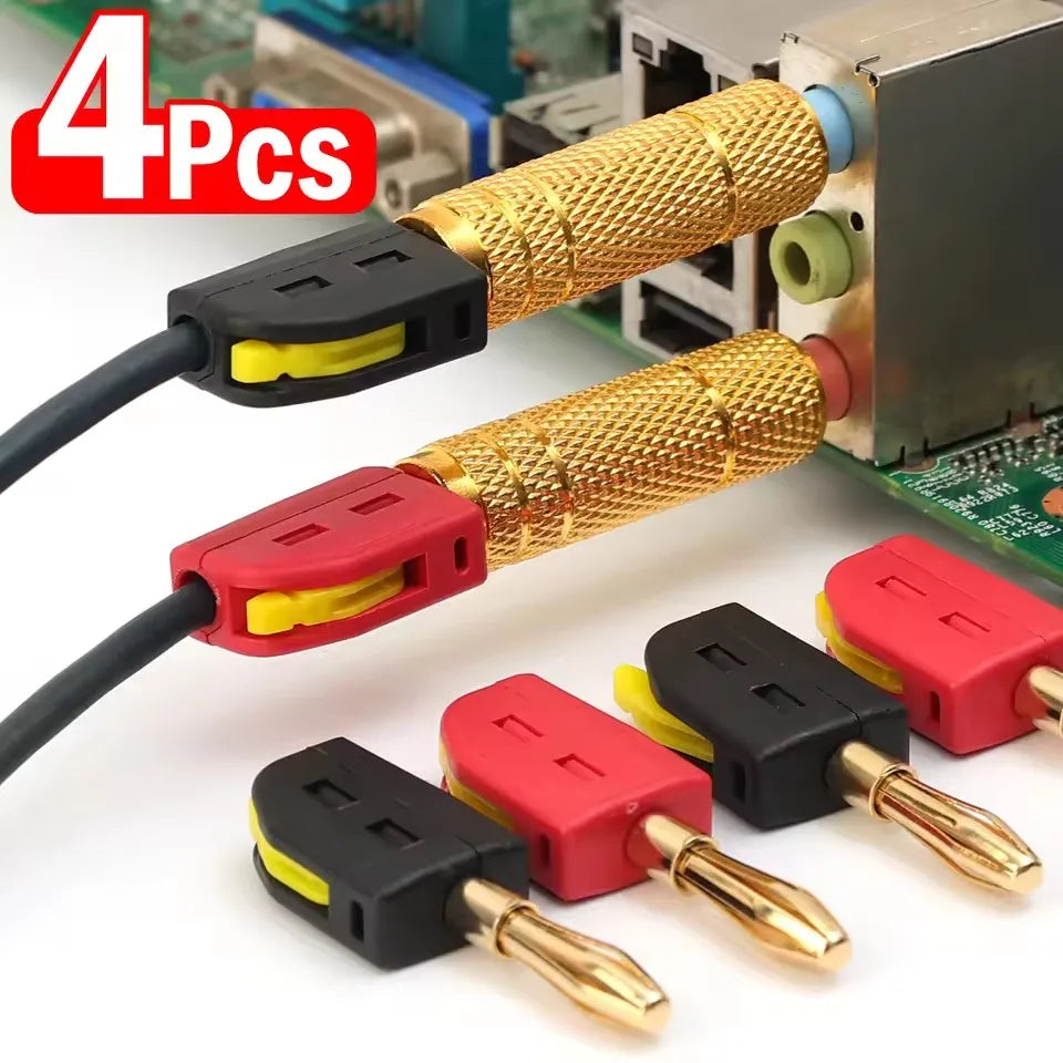 Portable 32A 4mm Banana Plug Solderless Quick Connect High Current Gold-Plated Banana Connectors Audio Copper Speakers Amplifier