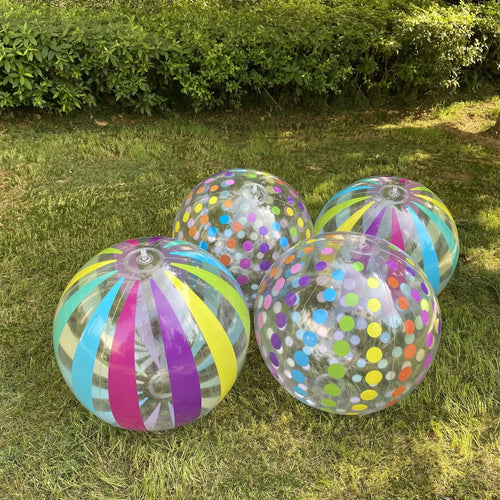 1pc 15.35Inch Colorful Striped Transparent Ball Inflatable Beach Ball, Suitable For Beach Pool Party Games