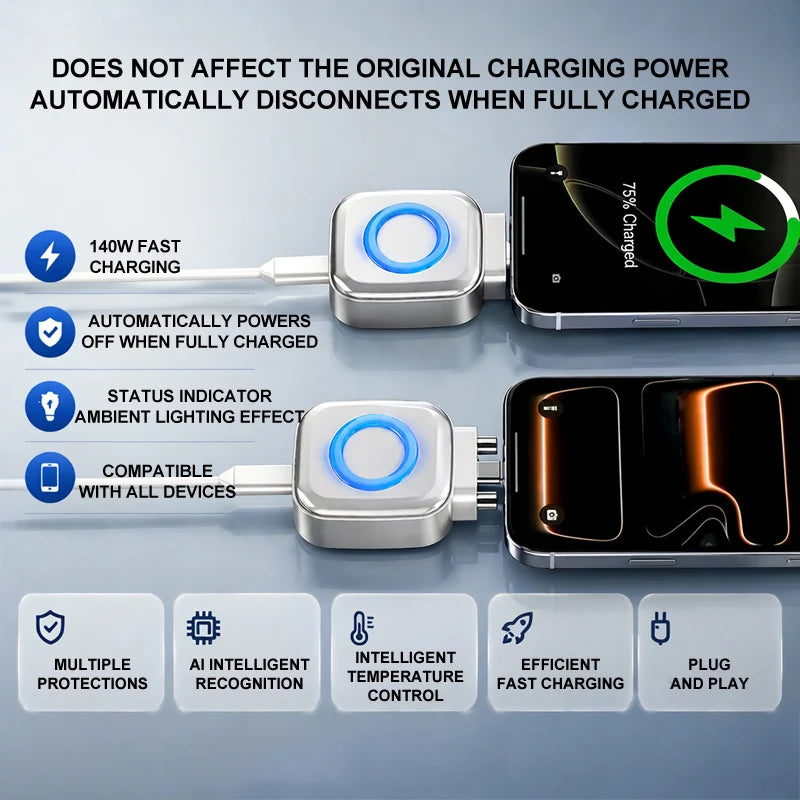 KEBIDUMEI 140W Fast Charging Data Cable Automatic Power-Off Anti-Overcharge Protection for Safe Charging Full-Capacity Separator