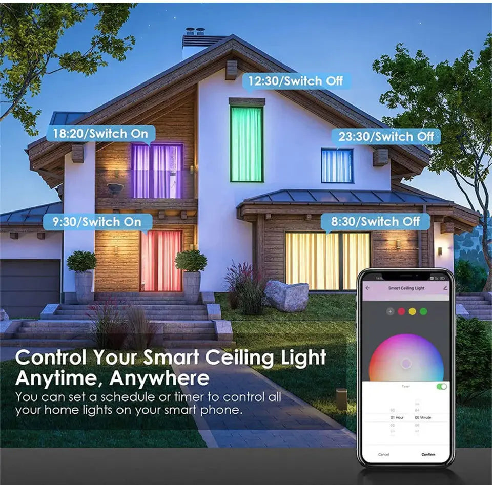 Tuya Smart WiFi Bluetooth LED Ceiling Light AC85-265V 24W RGB WW CW Round Ceiling Lamp Smart life APP Alexa Geogle Voice Control